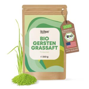 Gerstengrassaft Pulver Bio - 250 g (XL Packung) Gerstengras Pulver aus Kansas