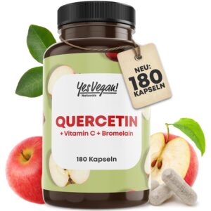 Quercetin hochdosiert (180 Kapslen) mit Vitamin C und Bromelain - Vegan (1x 180 Kapseln)