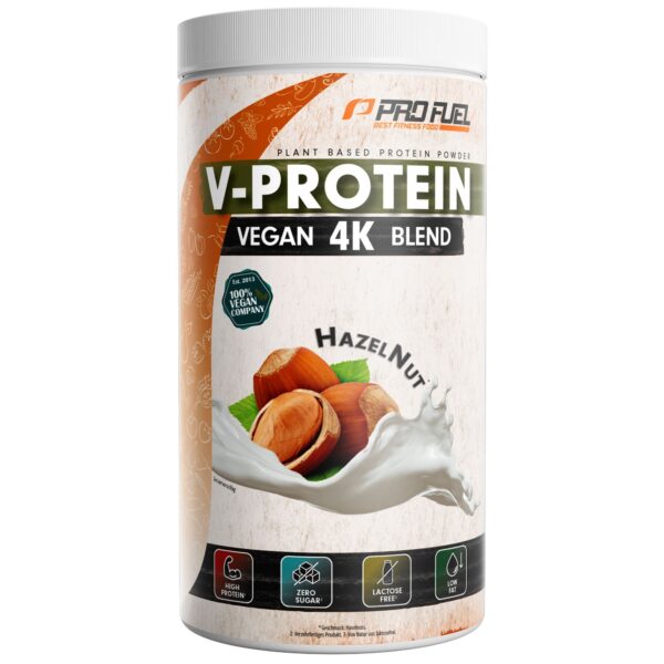 ProFuel - V-PROTEIN 4K - Haselnuss - veganes Proteinpulver - aus 4 pflanzlichen Proteinen