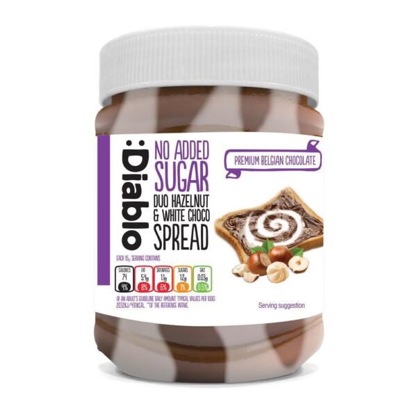 :Diablo No Added Sugar Duo Hazelnut&White Choco Spread