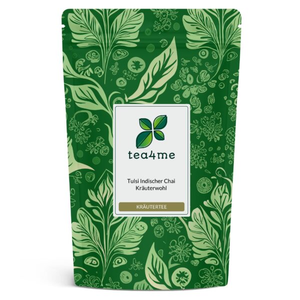 tea4me Tulsi Indischer Chai Kräuterwohl Kräutertee mit Ingwer-Zimt-Geschmack