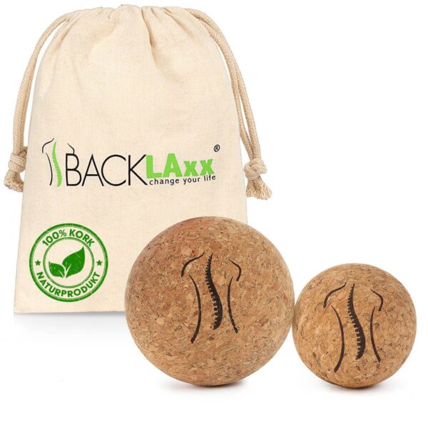 BACKLAxx® Massageball Set aus Kork mit Tasche