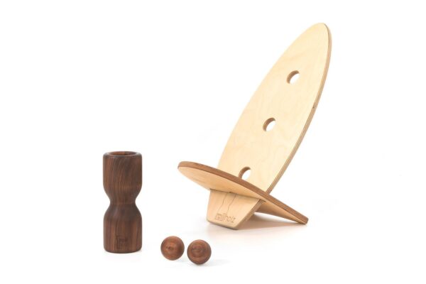 rollholz Balance Board Set klein Walnuss helles Brett