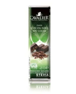 Cavalier Dark Cocoa Nibs Chocolate Bar with 85% Cocoa and Stevia