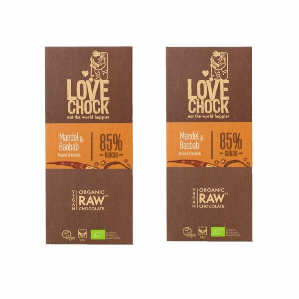 LOVECHOCK Mandel & Baobabfrucht 85% Kakao