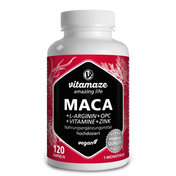 MACA 10:1 HOCHDOSIERT + L-Arginin + OPC + Vitamin vegan