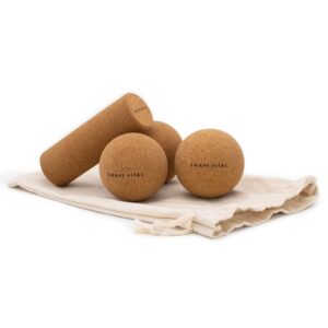 SHAPEVITAL Natürliches Kork Faszienball und Massageset | inkl. Jute Beutel