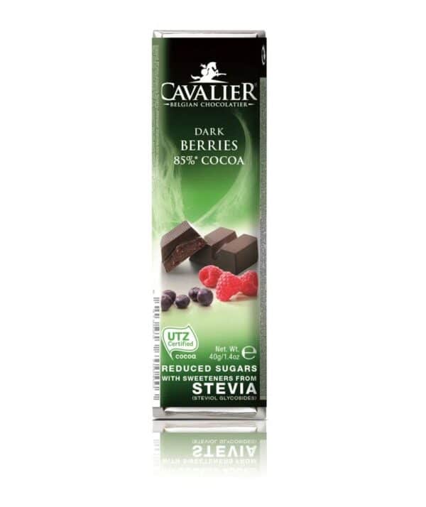 Cavalier Dark Berries Chocolate Bar with 85% Cocoa and Stevia