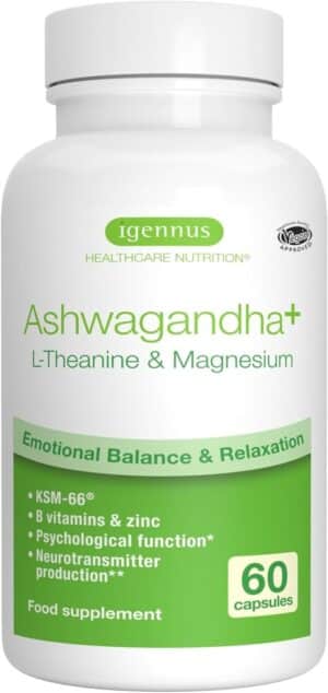 Igennus Ashwagandha KSM-66 Wurzelextrakt mit L-Theanin & Magnesium