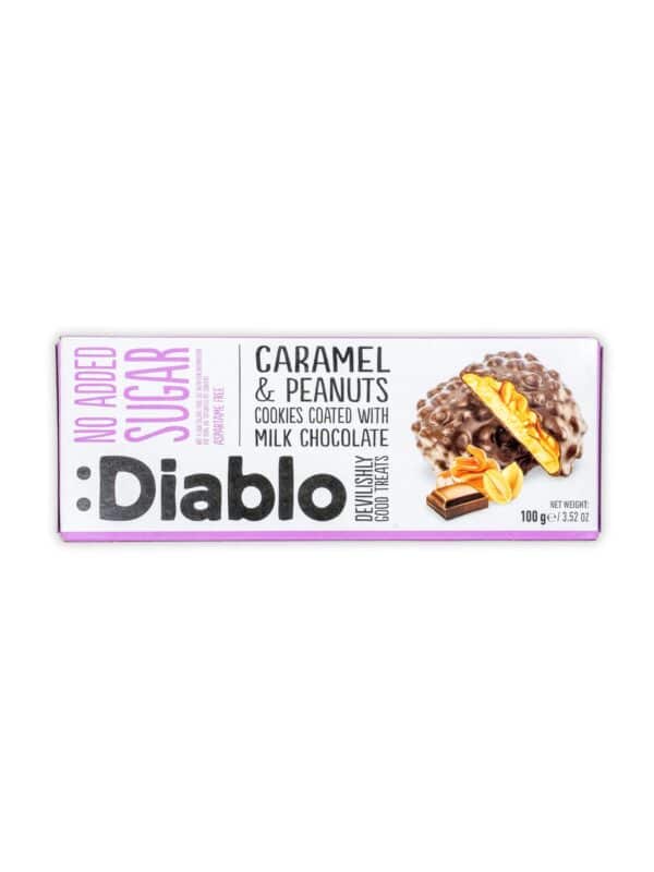 :Diablo No Added Sugar Caramel&Peanuts Cookies Coated with Milk Chocolate