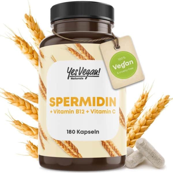 3mg Spermidin + Vitamin C+B12 (180 Kapseln für 6 Monate) Spermidin Kapseln hochdosiert